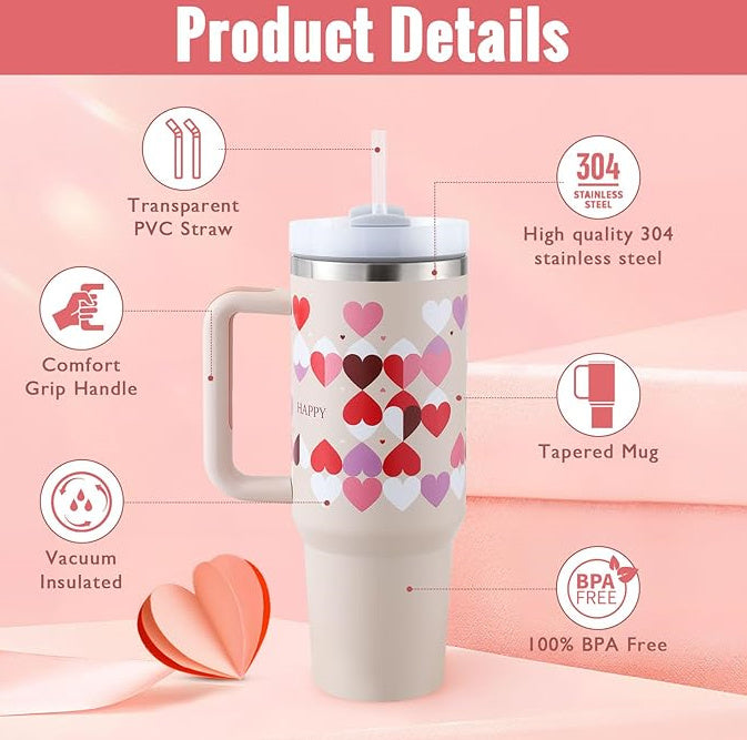 40 Oz Tumbler With Handle Straw Insulated, null