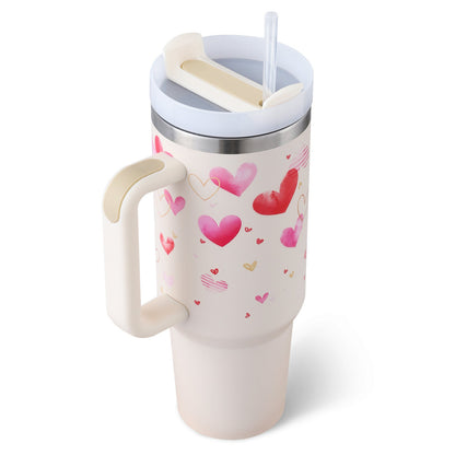 40 Oz Tumbler With Handle Straw Insulated, null