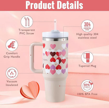 40 Oz Tumbler With Handle Straw Insulated, null